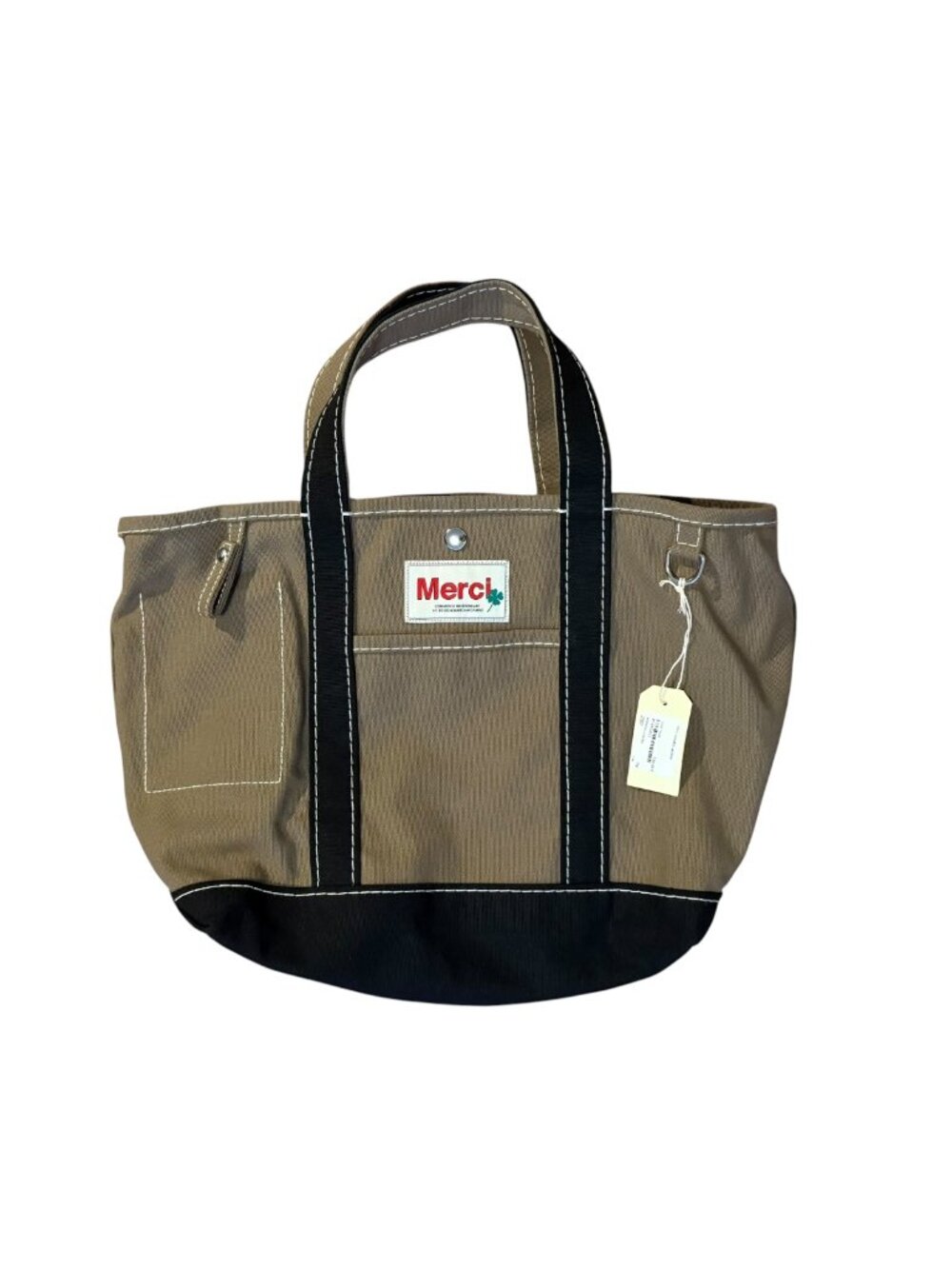 Merci Paris Candide Shopping Bag Canvas Olive/Noir NWT - Picture 2 of 4